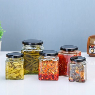 Hũ thủy tinh đựng hạt khô mứt Tết hủ nắp thiếc 380ml làm giỏ quà Tết đựng gia vị, trà hoa, mật ong