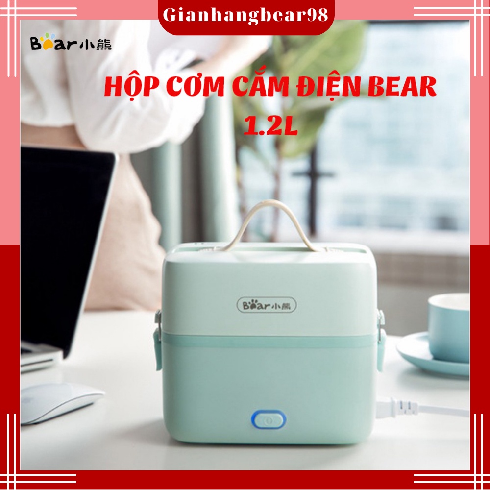 Hộp cơm cắm điện Bear DFH-B12E1, 2 tầng 3 ngăn, sử dụng inox cao cấp 304 - Nút Bấm Cơ