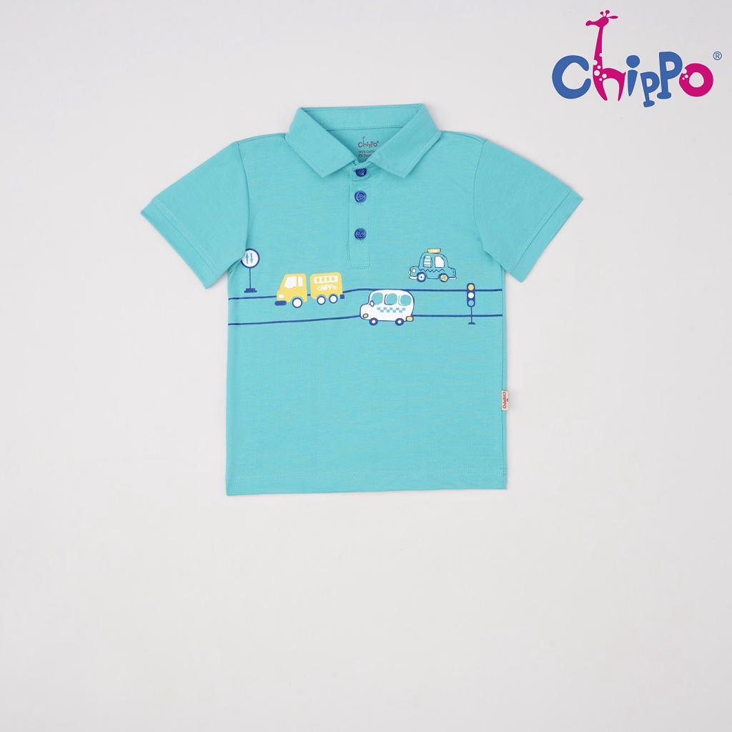 Áo Polo Chippo cho bé trai chất liệu 100% Cotton mềm mát cho bé từ 1 đến 5 tuổi (10-19Kg)