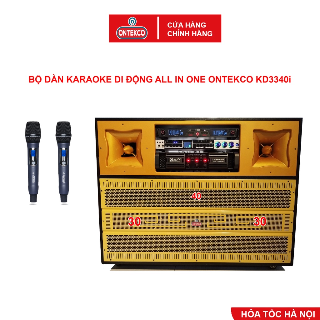 Bộ dàn karaoke di động ONTEKCO 3340i All in One dùng điện AC cao cấp