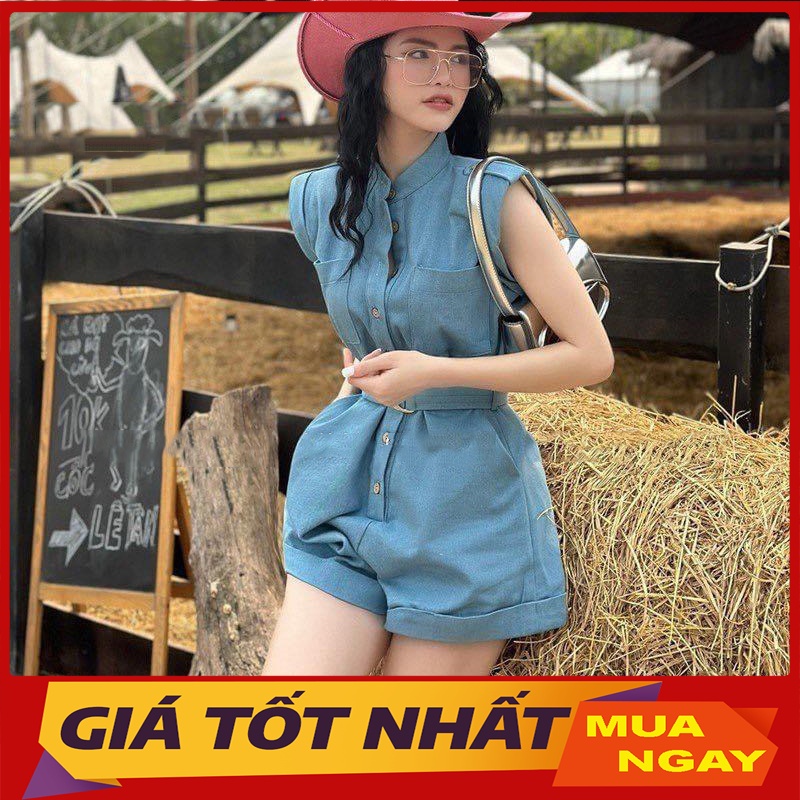 Jumpsuit Dáng Ngắn Chất Thô Kèm Đai Hàng Quảng Châu JS0019 - Yamy888