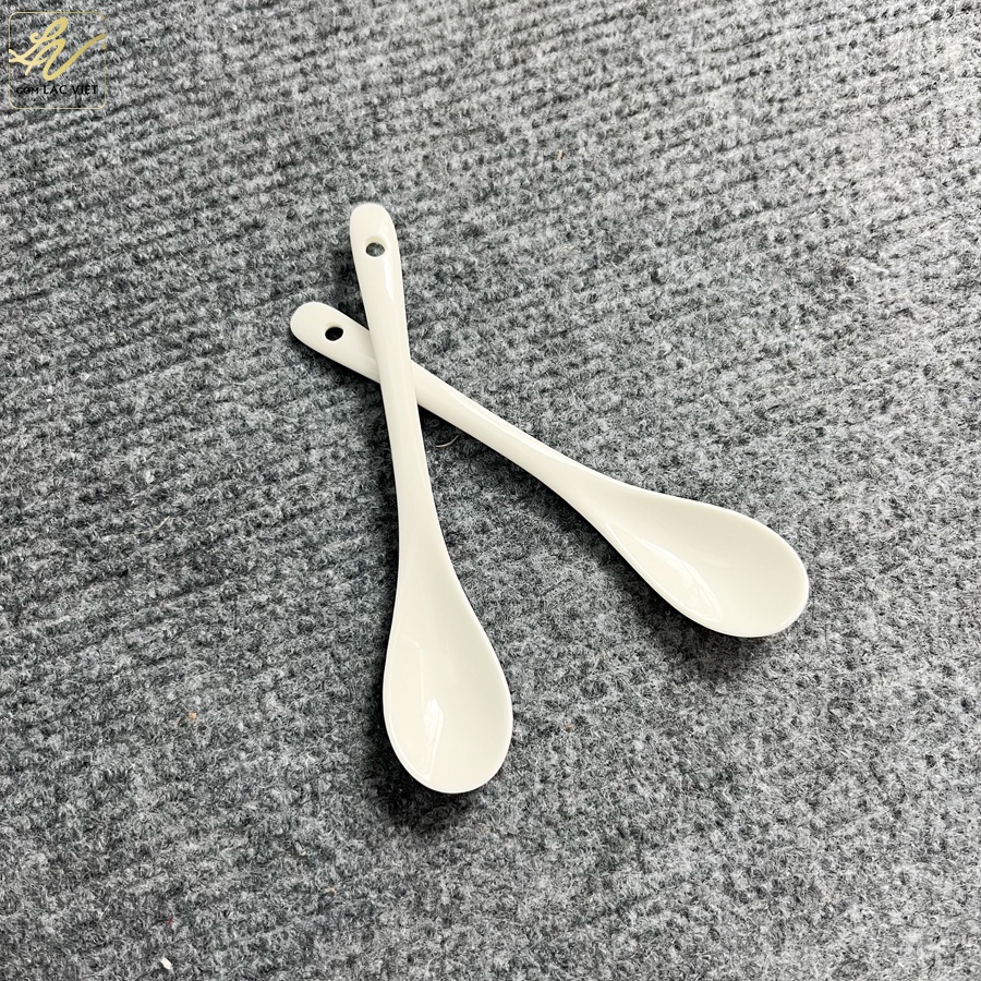 Thìa Cafe Men Kem Trắng sứ cao cấp Thìa gia vị, Cà phê