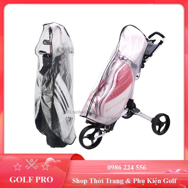 Bọc túi gậy golf bag cover túi gậy bằng PVC trong suốt chống mưa tiện lợi