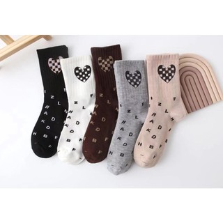 Set 5 Đôi Tất Nữ Cao Cổ Mix Tim Caro