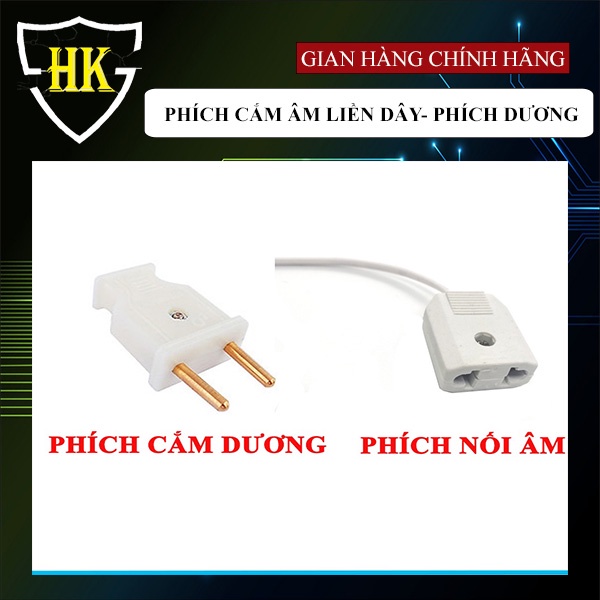 Phích cắm âm lắp camera có dây nối, phích cắm điện dương chất liệu nhựa ABS siêu bền