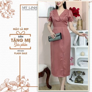 Đầm trung niên màu sắc trẻ trung tươi sáng họa tiết sang trọng đi làm đi tiệc cho trung niên