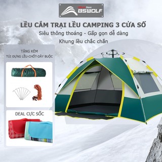 Lều Cắm Trại Du Lịch Dã Ngoại Tự Động 3-5 Người, Chống Nước, Chống Tia Tử Ngoại, Lều Tự Bung Cao Cấp Có Cửa Sổ