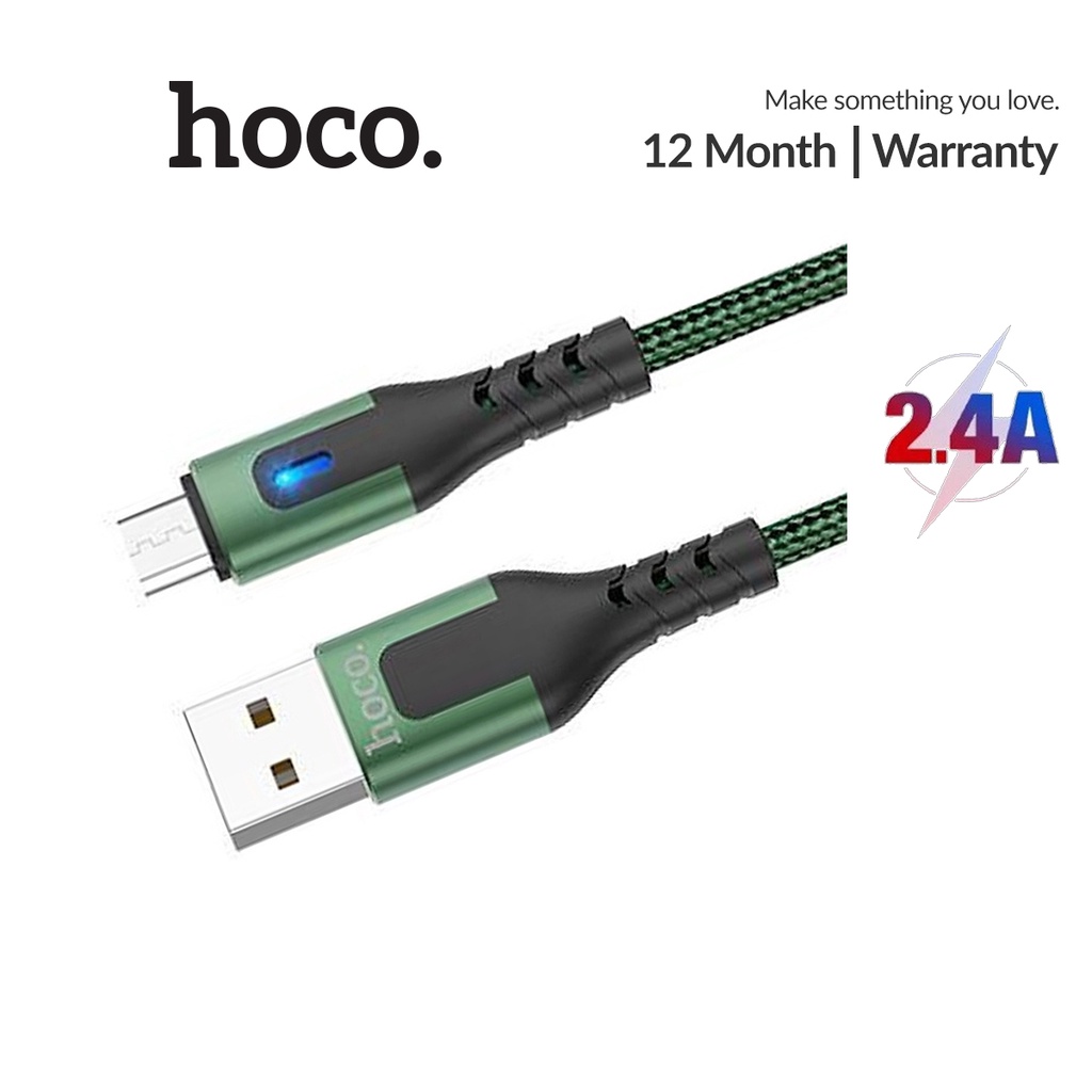 Cáp sạc 2.4A đèn Led Hoco DU08 / DU08 Plus Micro dây bọc dù dài 1M/2M