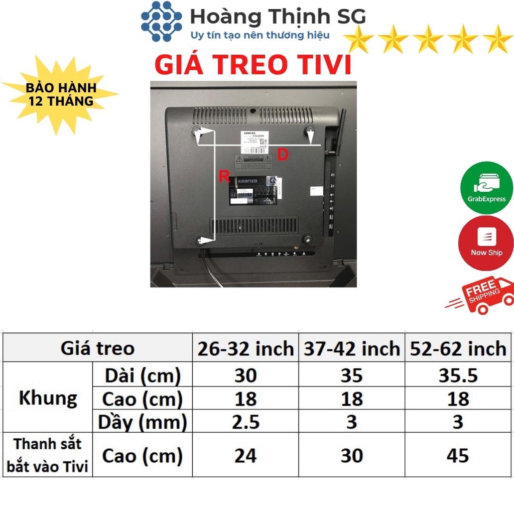 Giá treo tivi 26in-32in cố định, khung treo tivi 37in-42in cố định, giá treo tv 42in-60in