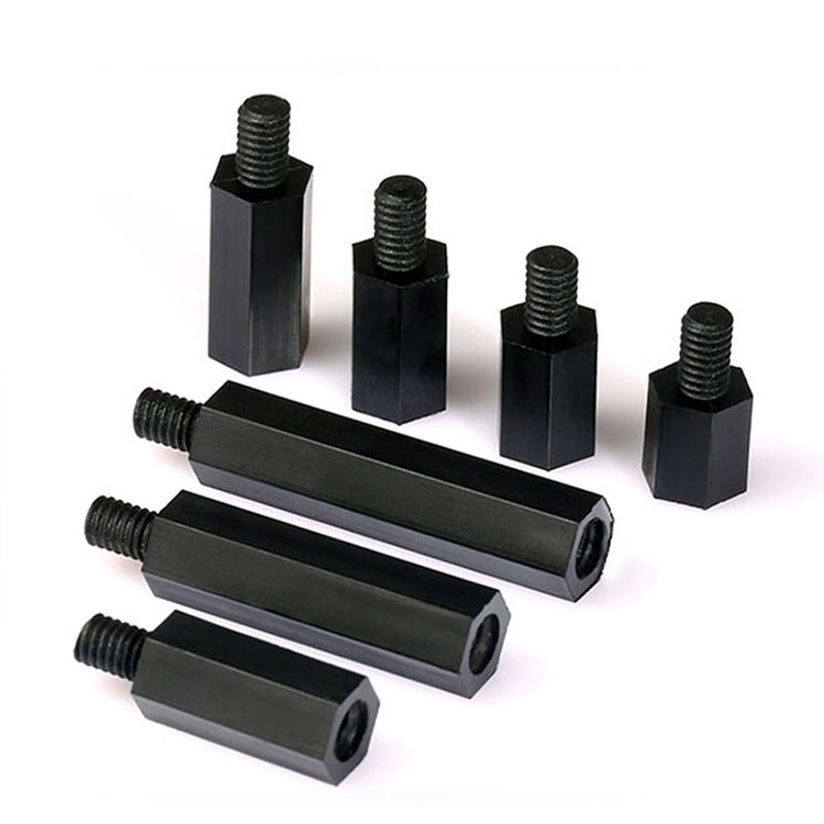 50/100Pcs Black Nylon Spacer M3 M4*L+6mm Male to Female Insulated Adiabatic Nylon Standoff PCB Spacer Phillips Pan Round Head Screw Nut Đai Ốc Đầu Tròn Cách Điện M3 M4 * L + 6mm