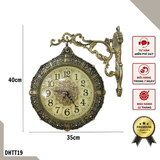 [FREESHIP] Đồng hồ treo tường 2 mặt tân cổ điển DHTT19 - Chất liệu hợp kim mạ đồng sang trọng.
