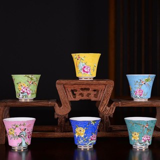 Bộ chén Cung xuân hỷ tước ( chén trà 6 màu)