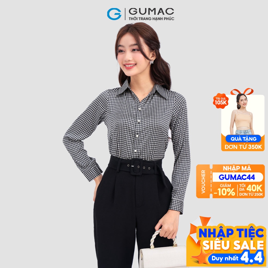 Áo sơ mi nữ họa tiết GUMAC LA1008