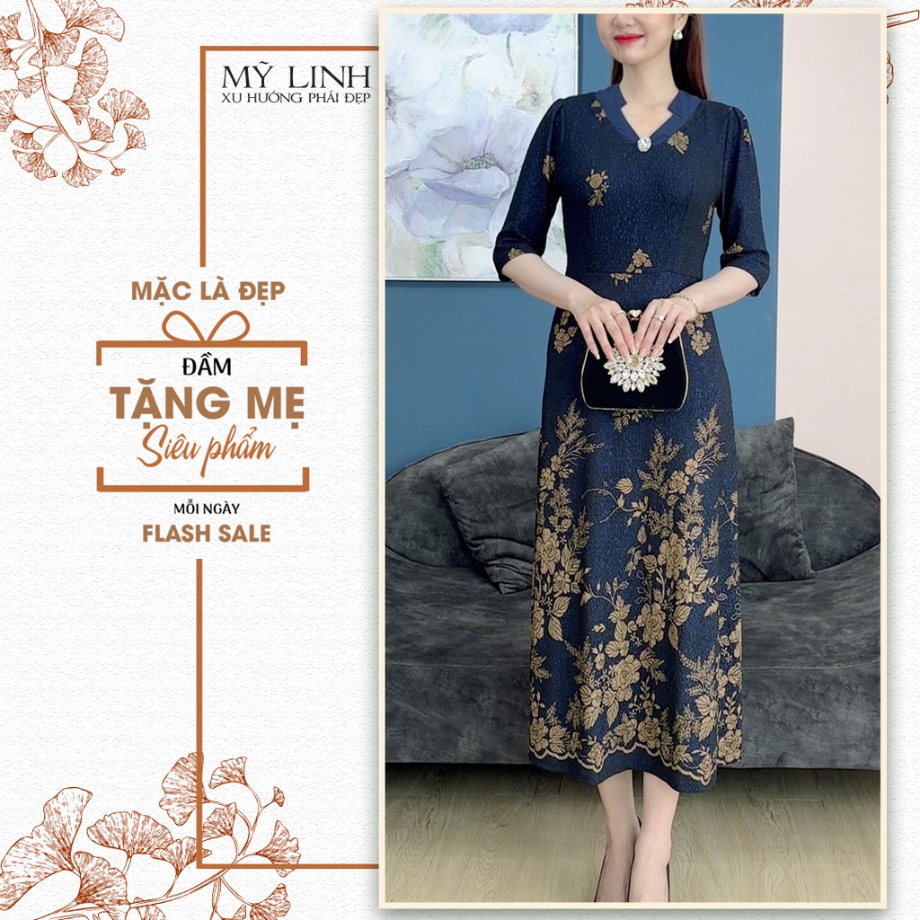 (HT 1059) Màu Sắc Trẻ Trung Tươi Sáng Họa Tiết Sang Trọng Đi Làm Đi Tiệc Cho Trung Niên