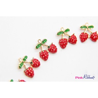 *[SET 3 CÁI] Charm chùm dâu tây cao cấp 1.7cm phụ kiện thời trang, gắn nơ bờm, kẹp tóc, DIY