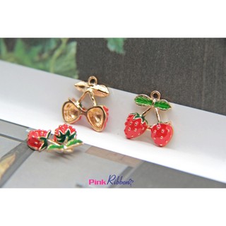 *[SET 3 CÁI] Charm chùm dâu tây cao cấp 1.7cm phụ kiện thời trang, gắn nơ bờm, kẹp tóc, DIY