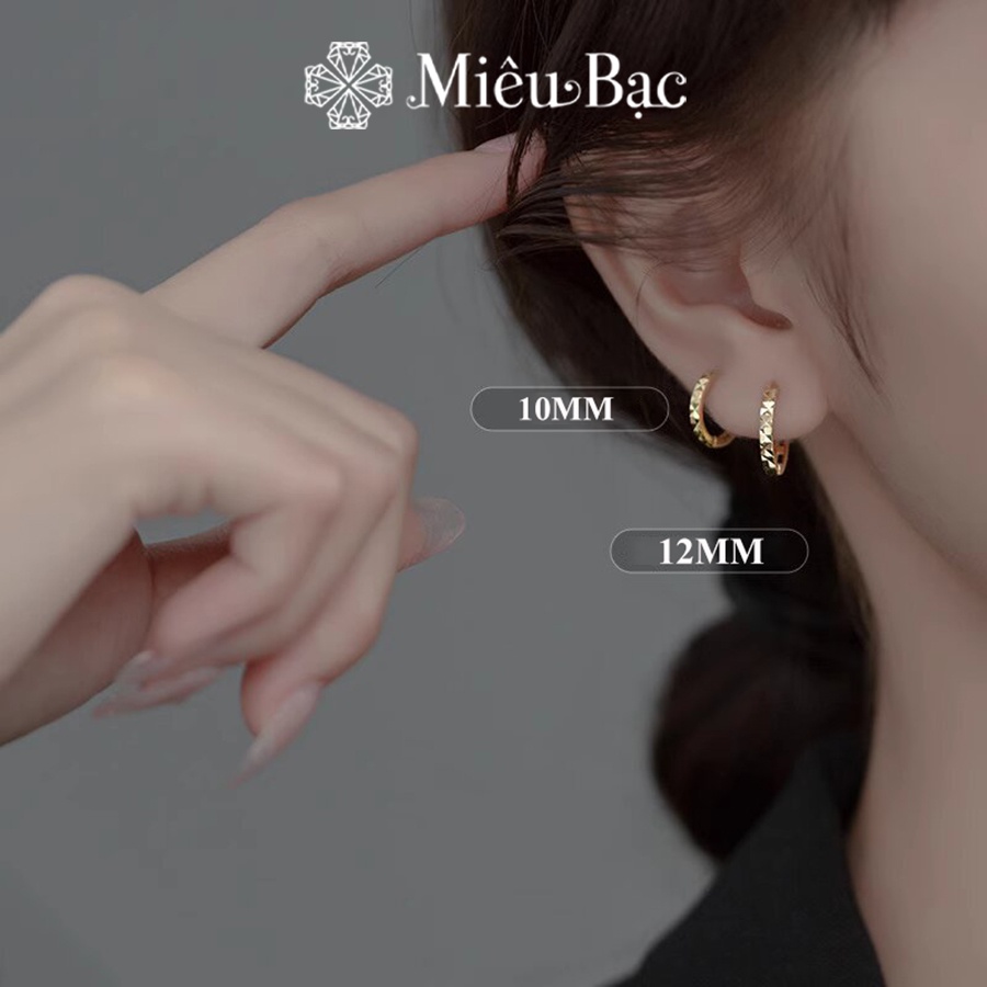 Khuyên tai bạc nữ Miêu Bạc bông tai tròn phay nhiều kích thước chất liệu s925 phụ kiện thời trang trang sức nữ MB14