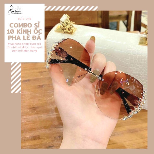 Combo sỉ 10 chiếc kính ốc pha lê ko viền đính đá cao cấp thời trang cho nữ Bự Store