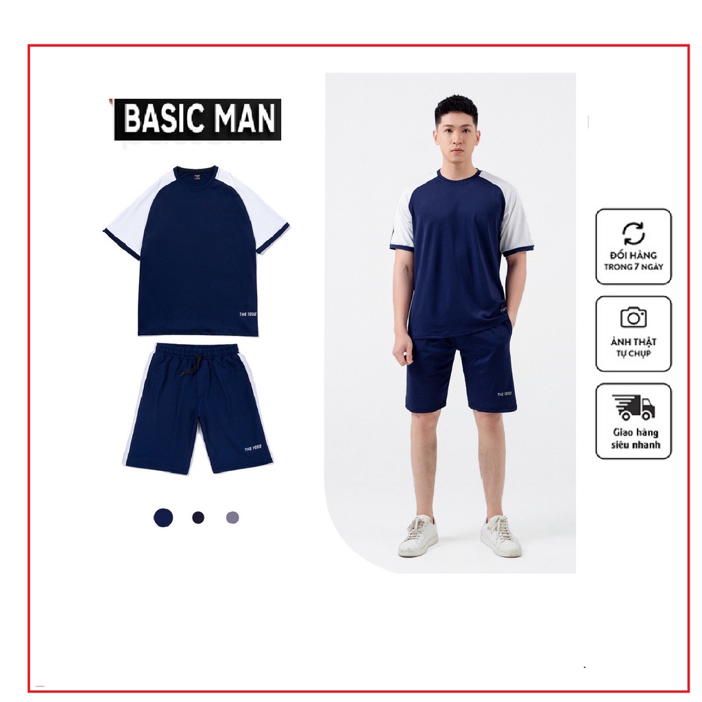 Bộ Quần Áo Mặc Nhà Thể Thao Nam Phối Tay Mùa Hè Phong Cách Cao Cấp - BTT09 - BASICMAN