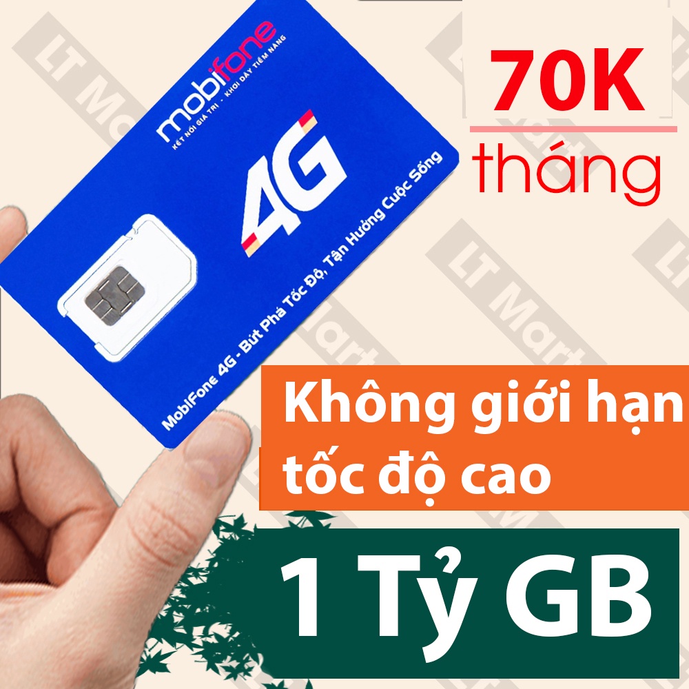 SIM 4G Mobifone Không giới hạn dung lượng Gói FD70 (70k/tháng) 1 tỷ GB