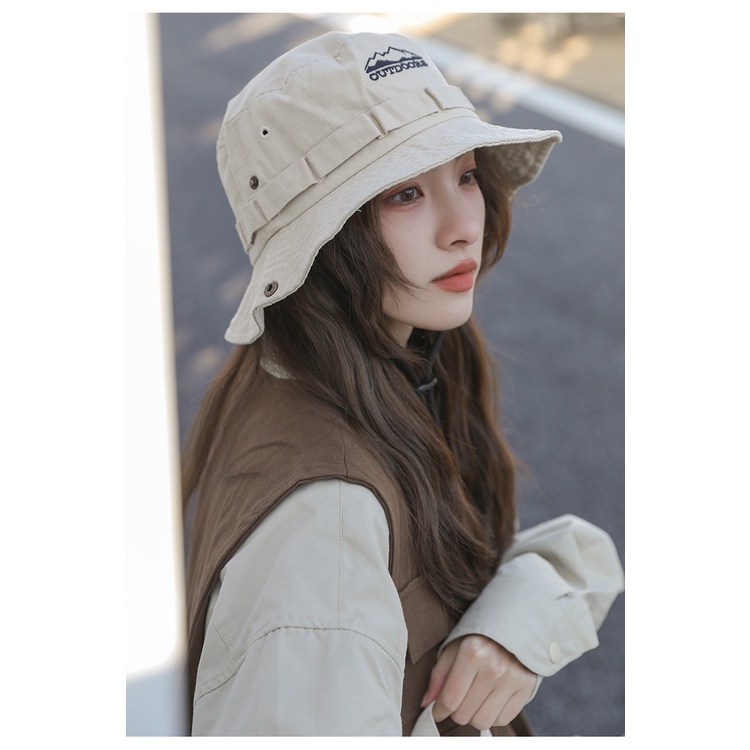 Nón Tai Bèo Mỏng Thoáng Khí Phối Dây Rút Thời Trang Nhật Bản Dành Cho Nữ