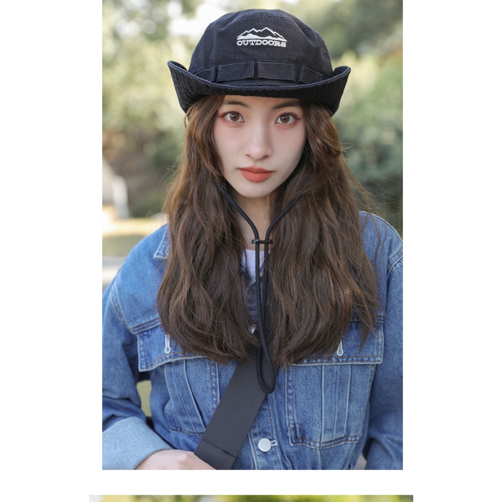 Nón Tai Bèo Mỏng Thoáng Khí Phối Dây Rút Thời Trang Nhật Bản Dành Cho Nữ
