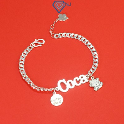 Quà dầy tháng, thôi nôi cho bé - Vòng tay bạc khắc tên theo yêu cầu LTT0117 - Trang Sức TNJ