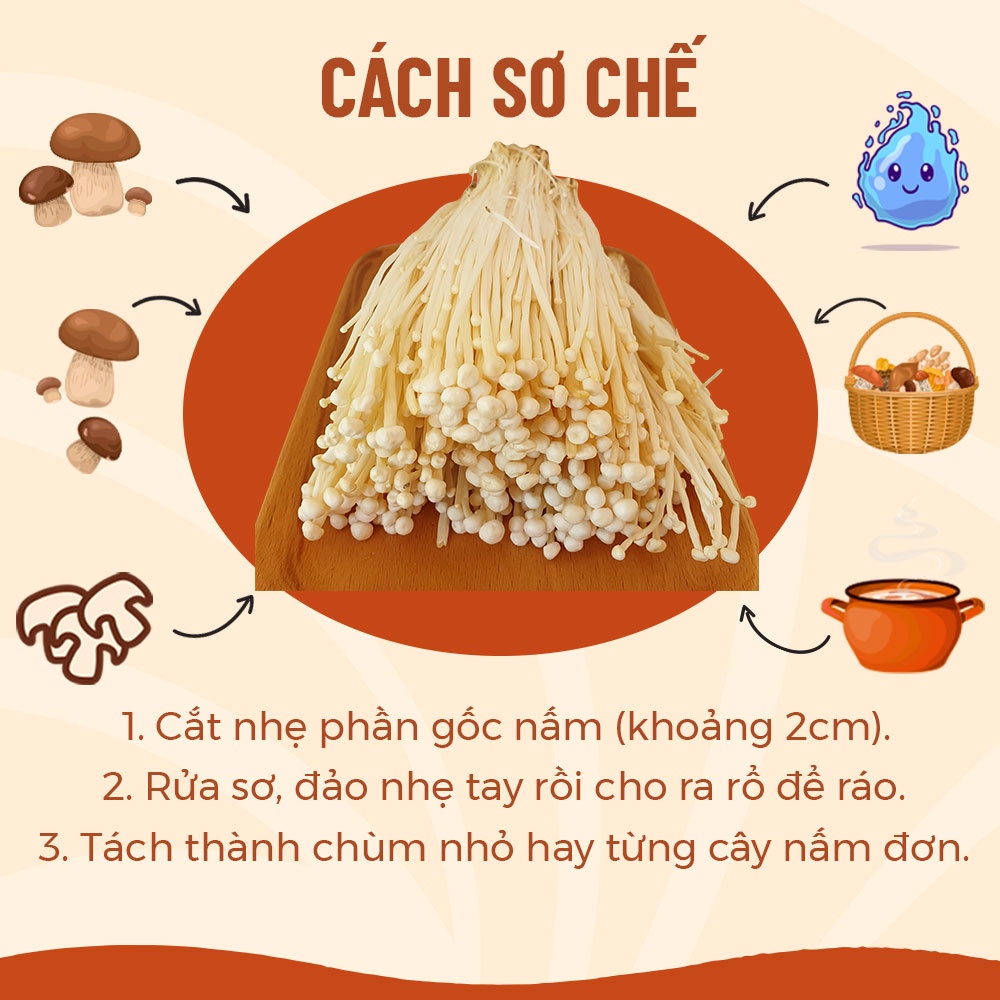 [HCM] Nấm Kim Châm Tươi 200gr Ngon Sạch Ngọt Vị Cho Các Món Lẩu - Nông Trại Nấm Xanh