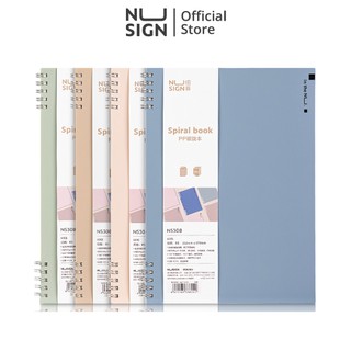 Sổ vở viết lò xo xoắn gáy NUSIGN 120 trang, 4 màu pastel chất giấy dai dày mịn chống lóa ăn mực, cho học sinh, văn phòng