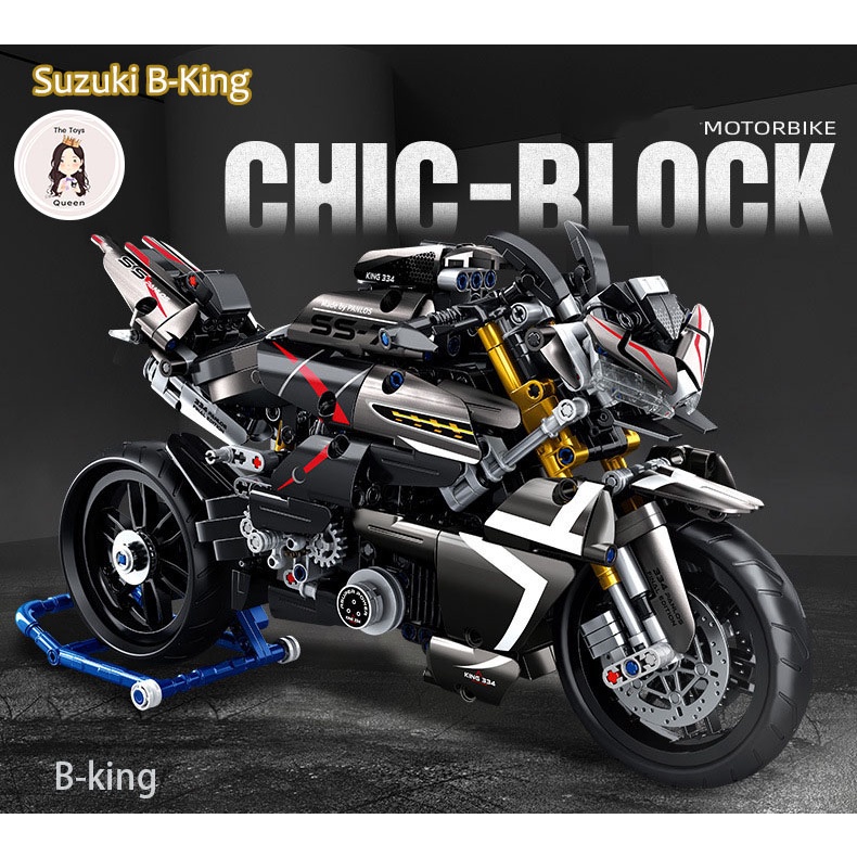 Đồ Chơi Lắp Ráp Technic Mô Hình Xe Mô tô Phân Khối Lớn Suzuki B-King Tỉ Lệ 1:8 Với 1056 PCS Model 672007