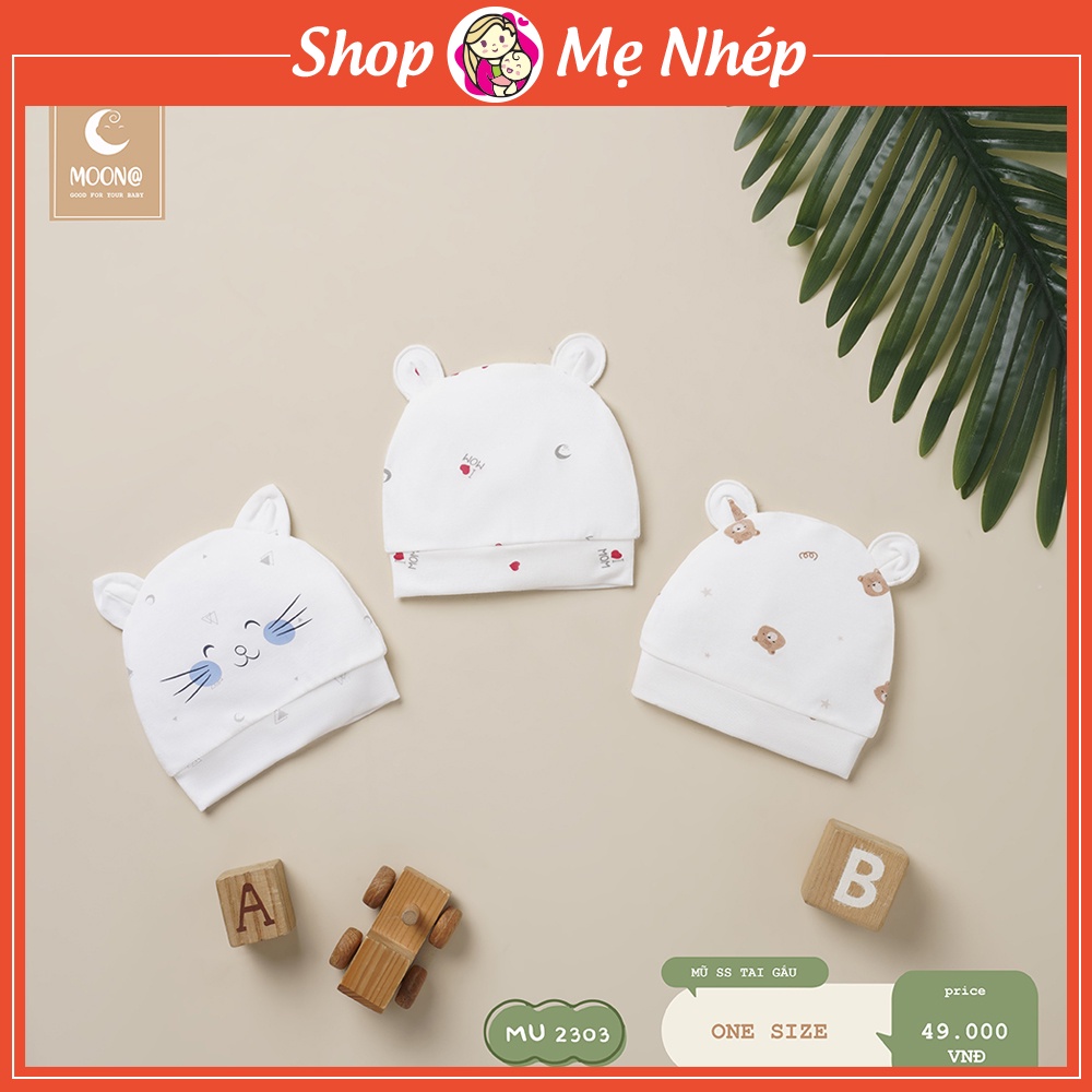 [Moon@] Mũ cho bé sơ sinh tai gấu chất Petit mềm mịn