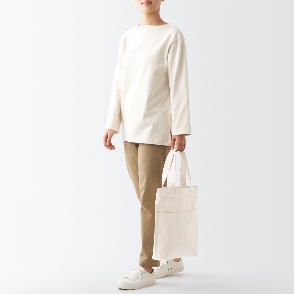 Muji Túi Tote Dáng Cao Vải Canvas Cotton Ấn Độ