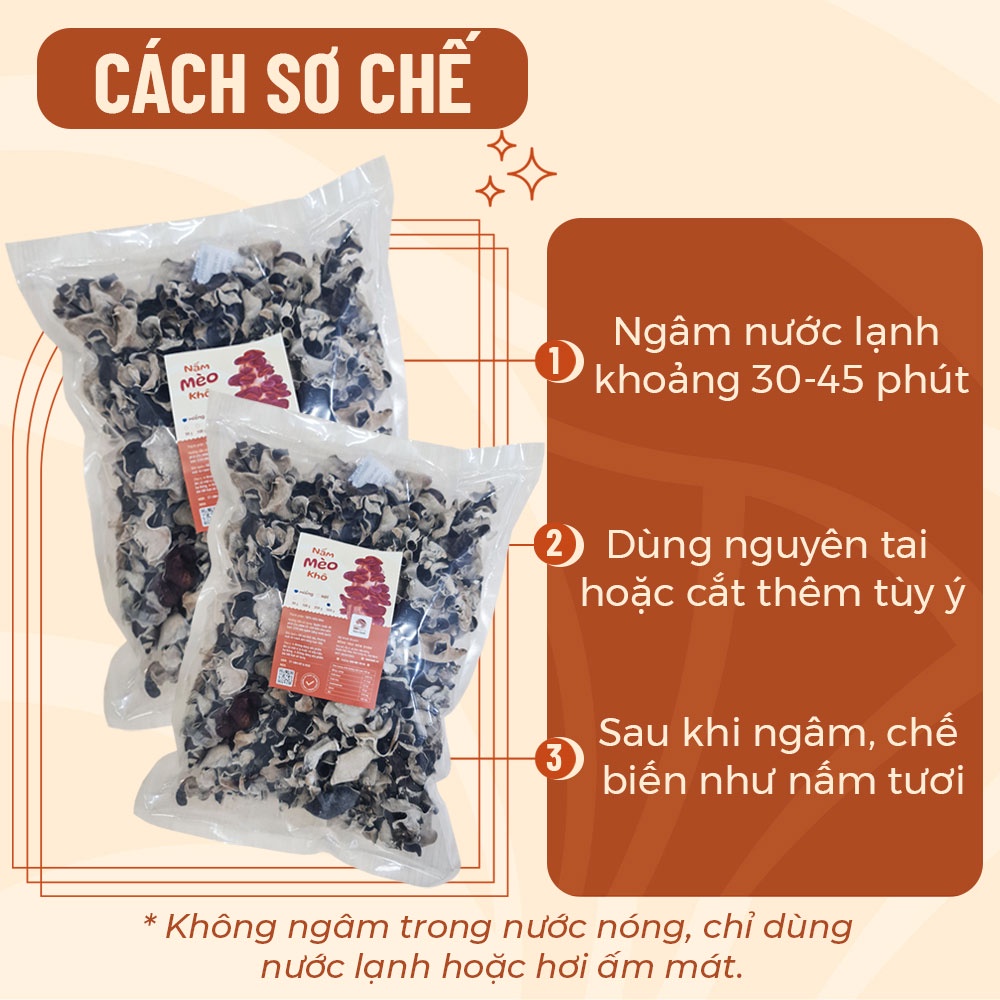 Nấm Mèo (Mộc Nhĩ) Khô Nguyên Miếng Giòn Ngon 500gr 1kg - Nông Trại Nấm Xanh