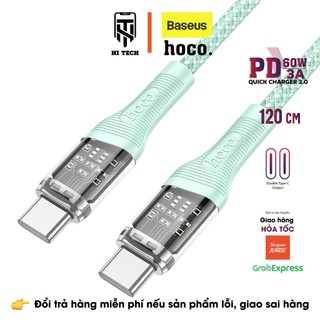 Dây sạc nhanh hoco u111,pd, qc3.0 60w, truyền dữ liệu từ type-c to type-c dây sạc dài 1.2m.