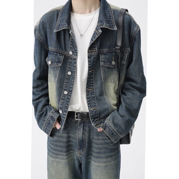 Áo khoác denim dáng crop màu dirt wash Brokeboiz