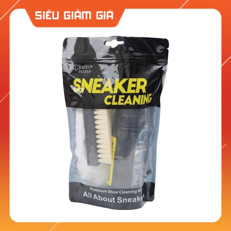 Bộ vệ sinh giày Sneaker 3 món gồm chai xịt bọt, bàn chải mềm, khăn lau giặt khô giày trắng, thể thao