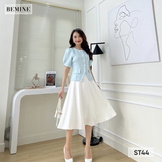 Set áo chân váy cổ tròn túi hộp BEMINE ST44
