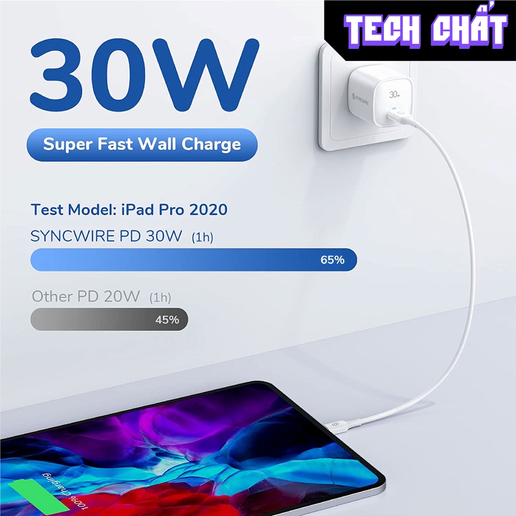 Củ sạc nhanh 30W GAN chính hãng AUKEY PA-Y30S cực nhỏ gọn cho iphone 6 7 8 se x xr xs 11 12 13 14 plus pro max tech chất