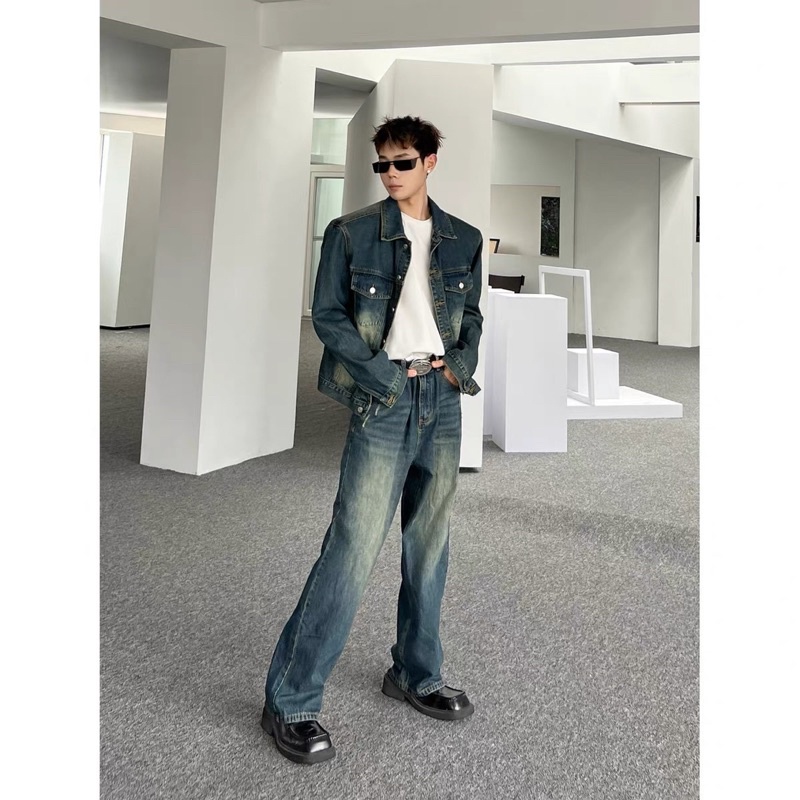 Áo khoác denim dáng crop màu dirt wash Brokeboiz