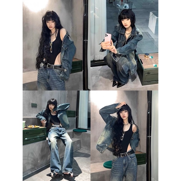 Áo khoác denim dáng crop màu dirt wash Brokeboiz