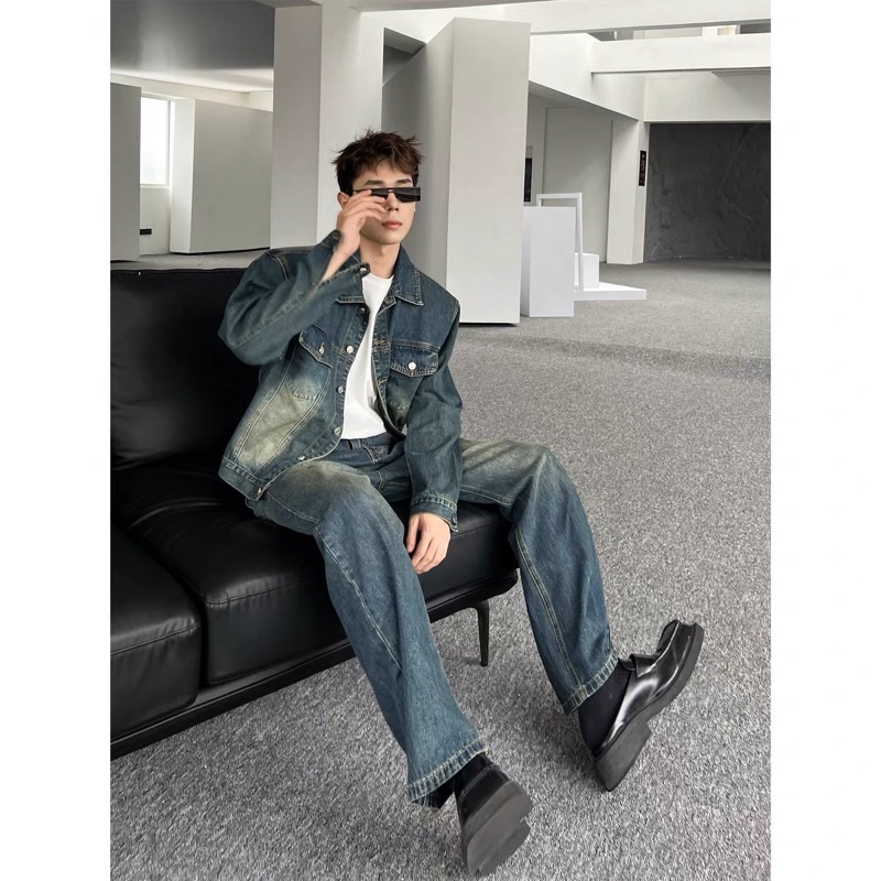 Áo khoác denim dáng crop màu dirt wash Brokeboiz