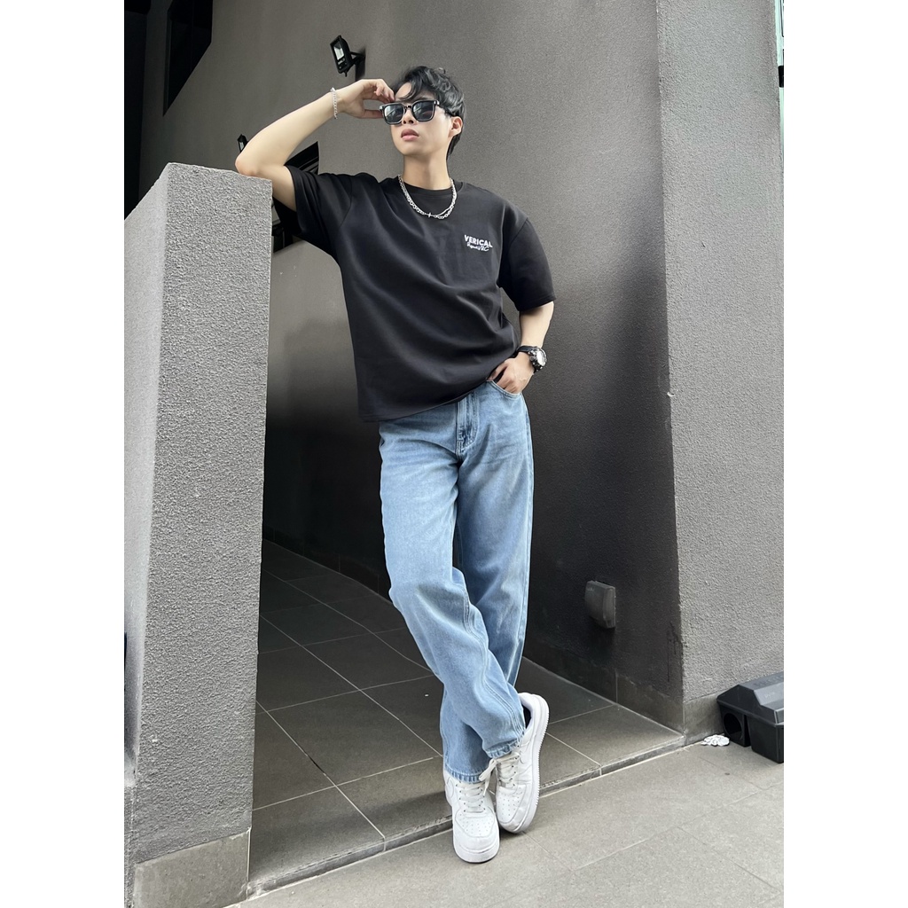 Quần Verical Baggy Jeans Nam Màu Xanh Sậm form ống suông rộng dễ phối, chất cotton cao cấp, tôn dáng, trẻ trung