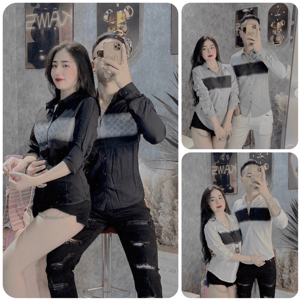 Áo sơ mi nam nữ, áo cặp đôi dài tay vải đũi nhăn phong cách thời trang sang trọng Hopy_Store Hot Trend