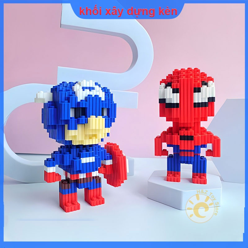 MÔ HÌNH Lắp ráp lego spider man và gấu bạo lực mini 3D hoạt hình đồ chơi giáo dục cho bé