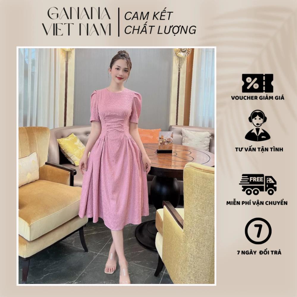 Đầm Xốp Tiểu Thư Tay Bồng, Váy Đầm Nữ Chiết Eo Siêu Tôn Dáng, Phù Hợp Công Sở, Đi Tiệc, Đi Chơi - ĐXB02