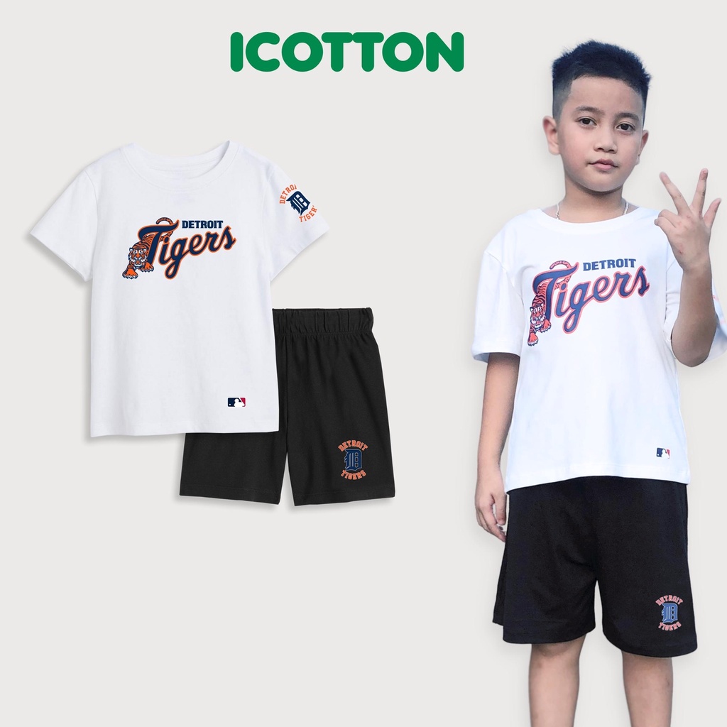  Bộ ngắn tay Icotton cho bé trai hình Tigers