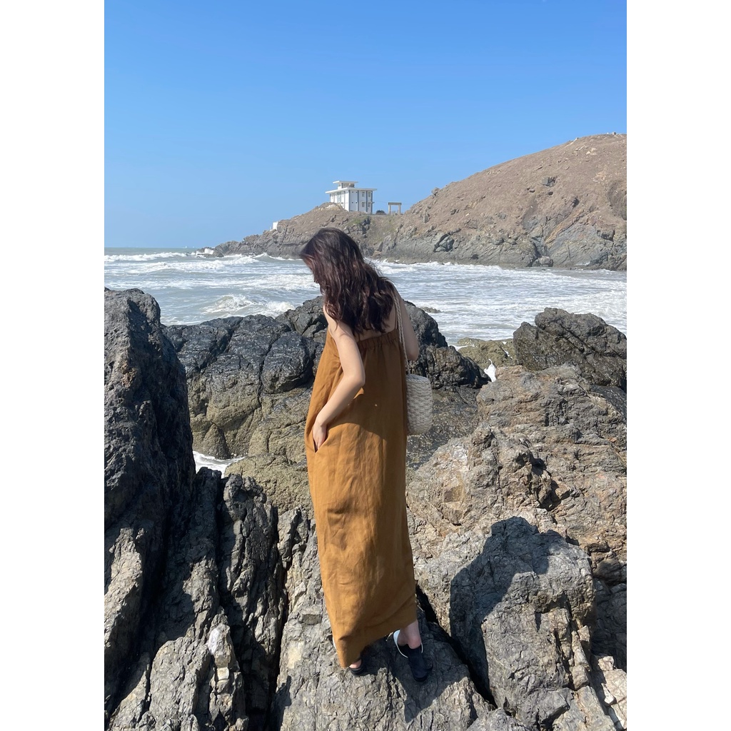 Đầm Evie _ Alani Linen Nâu