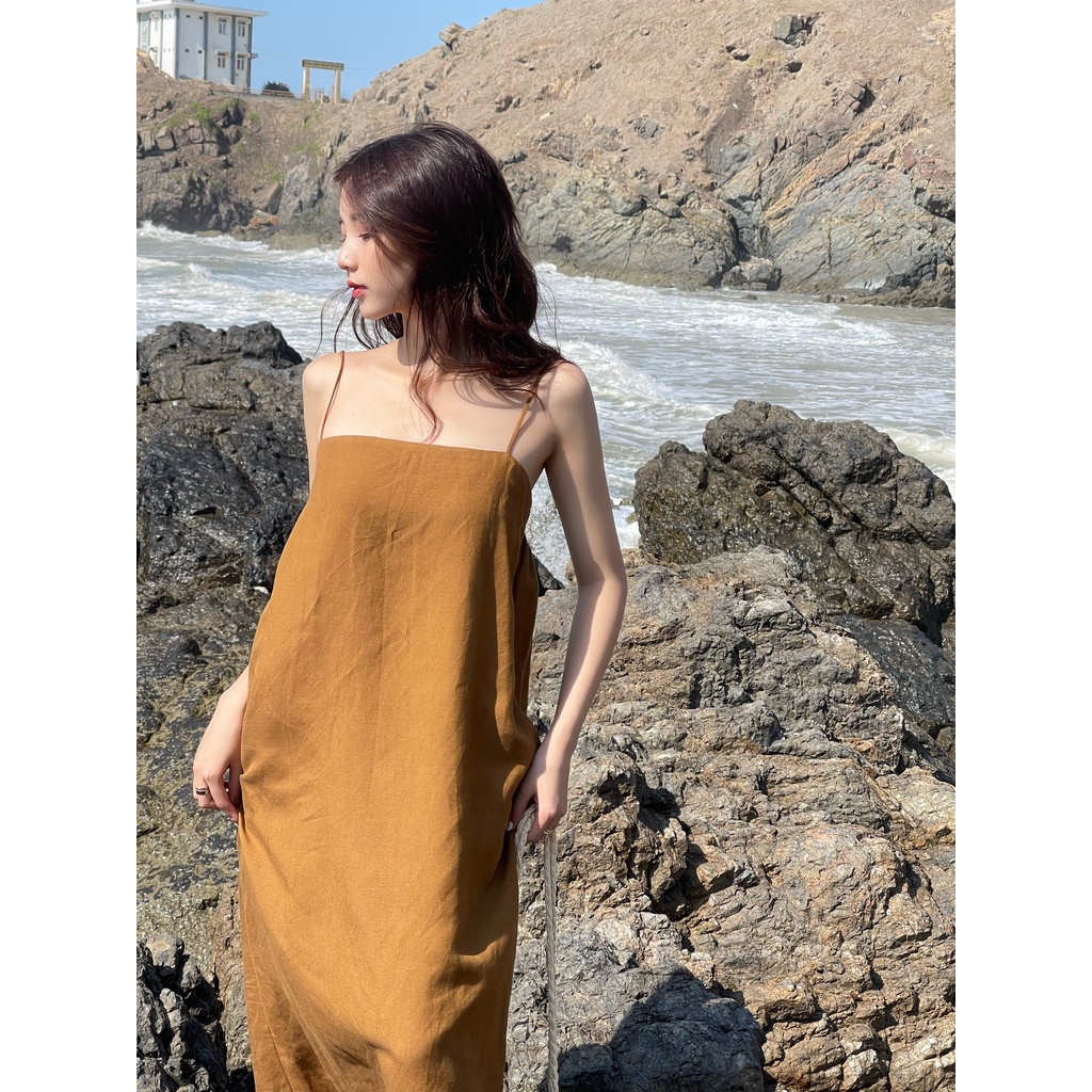 Đầm Evie _ Alani Linen Nâu