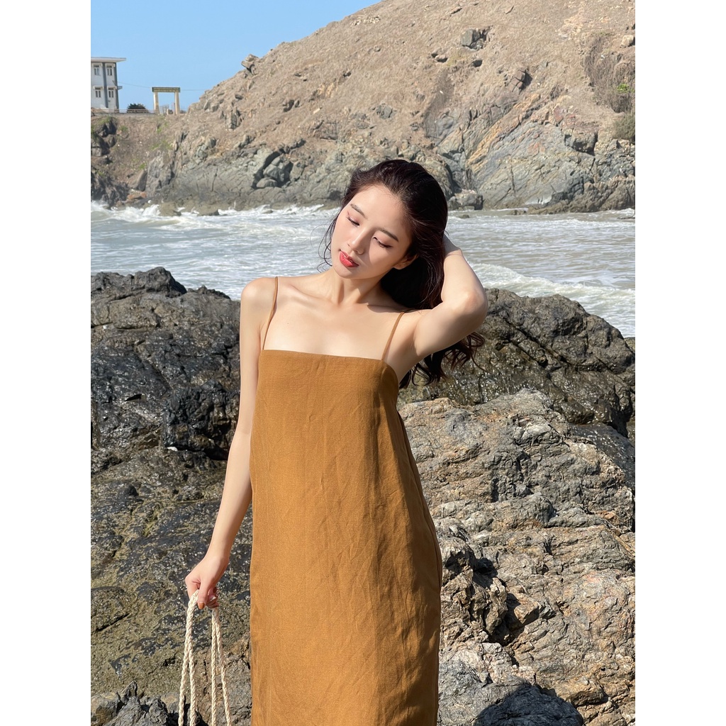 Đầm Evie _ Alani Linen Nâu