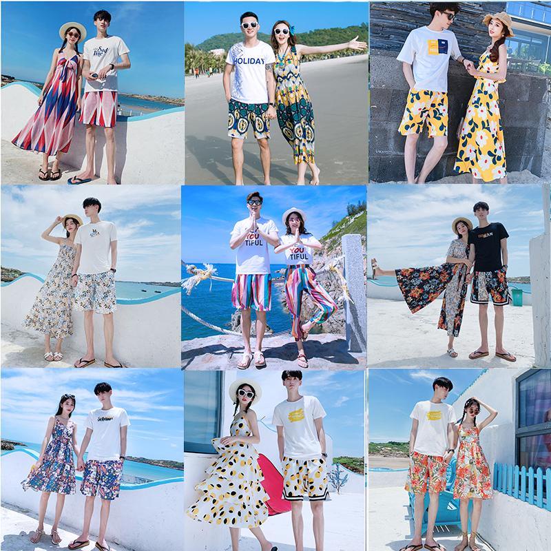 ◎❦☼Váy đi biển cặp đôi nữ mặc đi nghỉ hè váy siêu cổ tích chụp ảnh du lịch bên bờ biển Tam Á phong cách quần áo phù hợp